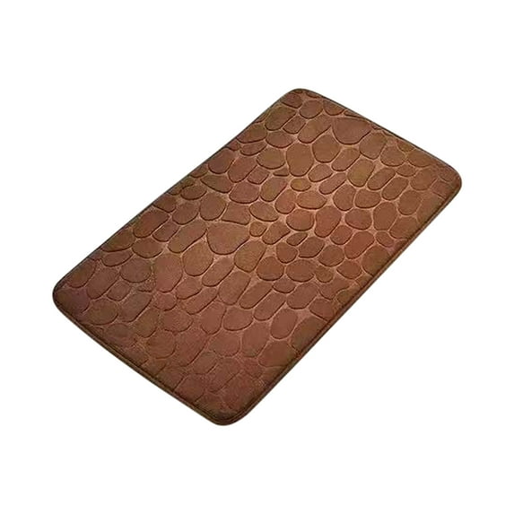 20 x 32 Inch Pebble Design Shower Rug Anti-Skid Soft Surface Mat for Washroom Entryway and Home Decor Versatile Use Solid Color Coffee