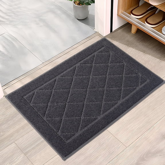 FloorHug 20" x 32" Non-Slip Door Mat, Machine Washable Entryway Rug,Indoor Dog Door Mat, Stain Resistant and Absorbent Welcome Mats for Front Back Door, Dark Grey