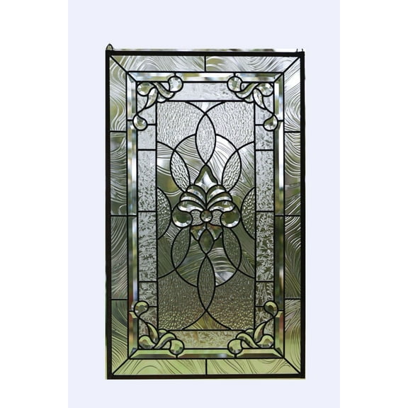 20" x 34" Stunning Handcrafted All Clear stained glass Beveled window panel