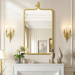 Arendahl Traditional Arched Wall Mirror, Carved Elegant Mantel