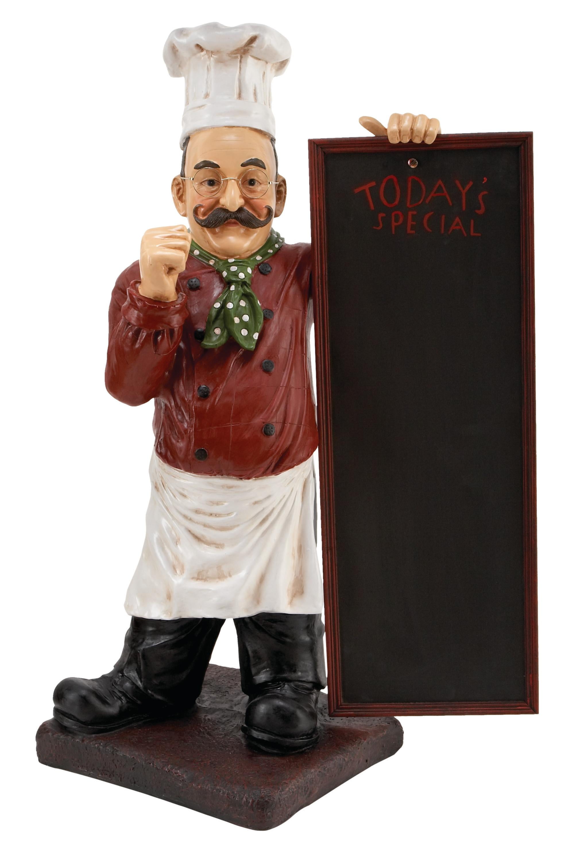Classic Chef Figurine with Chalkboard in Multi Colors