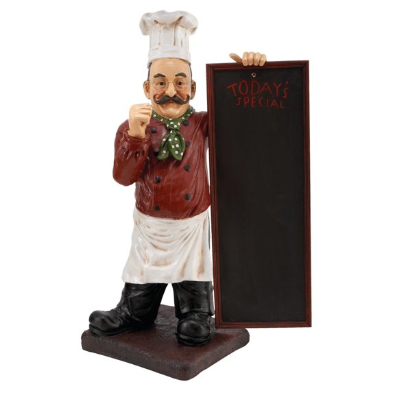 20" x 36" Multi Colored Polystone Chef Sculpture with Chalkboard, by DecMode