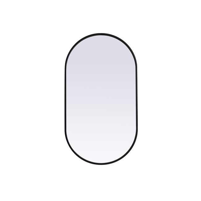 Black Oval Metal Frame Wall Mirror with MDF Backing