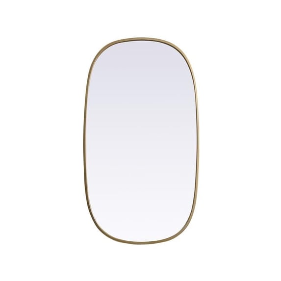 20 x 36 in. Metal Frame Oval Mirror, Brass