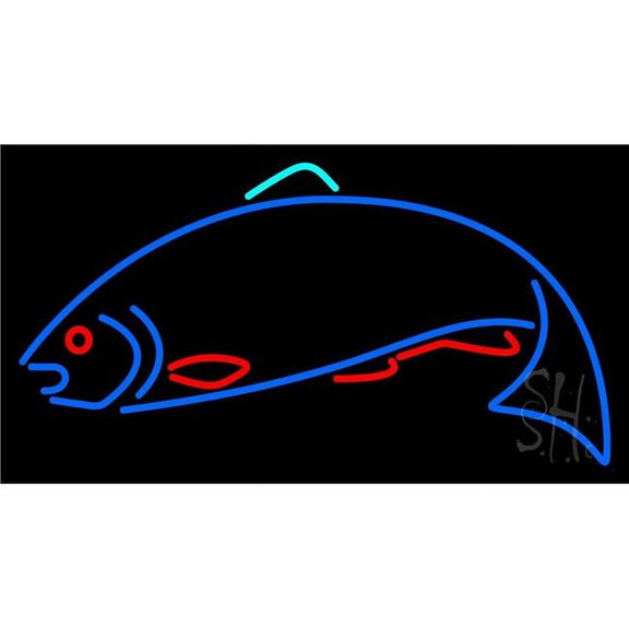 20 x 37 in. Fish Blue 1 Neon Sign - Red, Blue & Turquoise