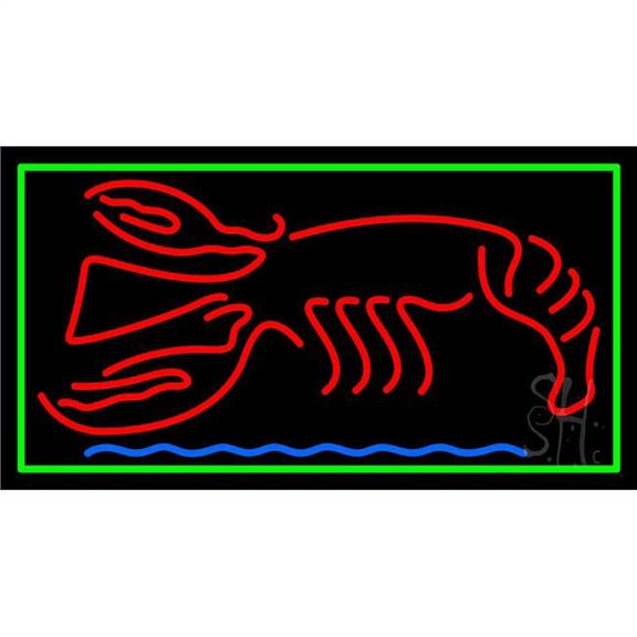 20 x 37 in. Lobster Blue Line 1 Neon Sign - Red, Green & Blue