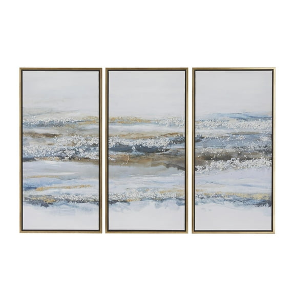 20" x 39" Landscape Framed Wall Art with Gold Frame, by DecMode (3 Count)