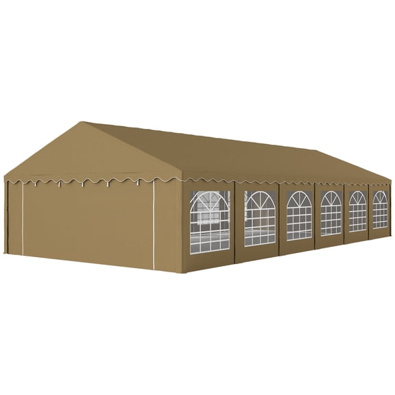 20' x 40' Party Tent, Outdoor Canopy Tent with Removable Sidewalls, 12 Windows for Parties, Wedding, Events, BBQ, Brown
