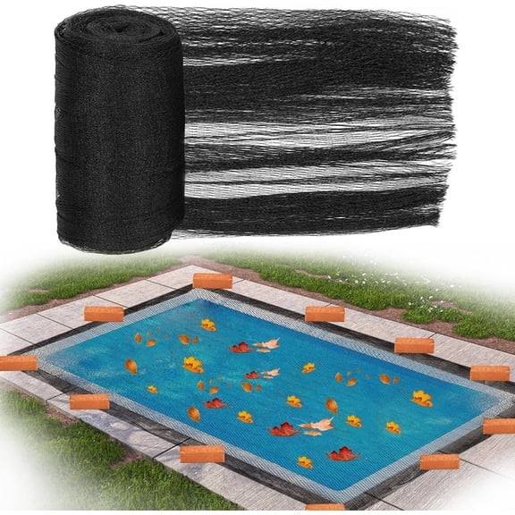 20 x 40 Pool Leaf Net Cover Inground Pool Cover Rectangle Swimming Pool Cover Mesh Pool Cover for 20 x 40 ft Inground Swimming Pool, Keeps Leaves Out of Your Pool (Black)