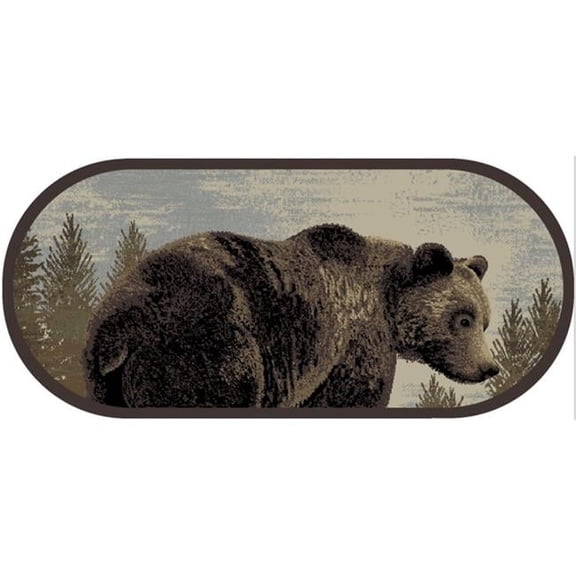 20 x 44 in. Cozy Cabin Looking Back Printed Nylon Kitchen Mat & Rug