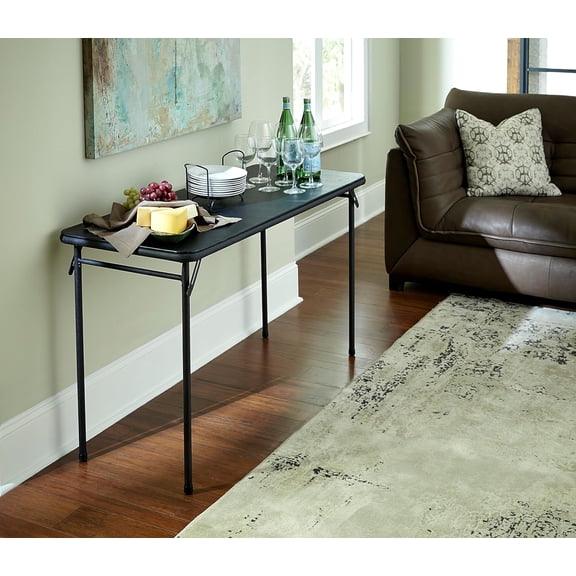 20" x 48" Vinyl Top Folding Table, Black