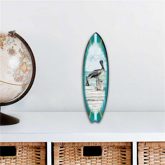 20 x 5.5 in. Pelican Surfboard Coastal Outdoor Decor Large Ornaments