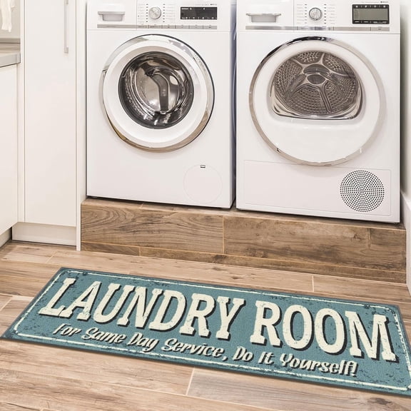 20" x 59" Laundry Room Rug - Non-Slip Mat for Laundry & Mudroom - Durable, Stain-Resistant, and Easy to Clean - Perfect for High-Traffic Areas - Runner Rug for Entryway Bathroom, Blue