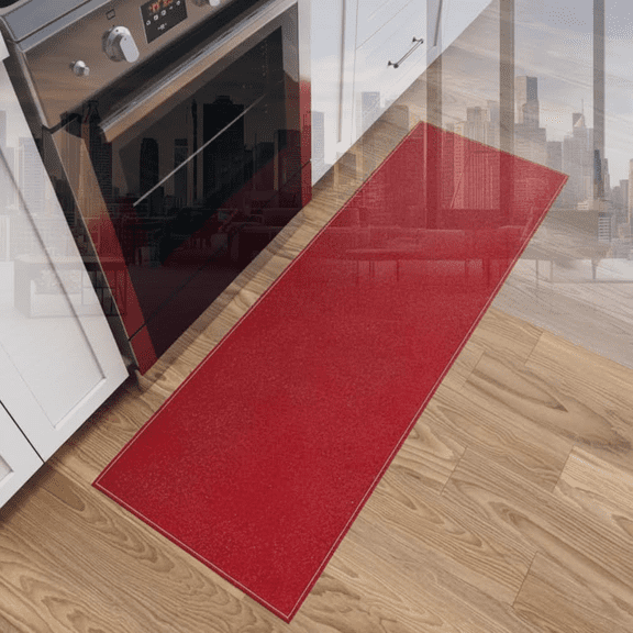 20" x 59" Ultra-Thin Durable Non-Slip Hallway Runner Rug for High-Traffic Areas, Fits Under Doors for Seamless Entry, Ideal for Kitchen, Entryway, Bedroom & Living Room in Red