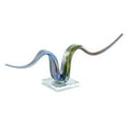 thumbnail image 1 of 20" x 6" Multi Colored Glass Wave Abstract Sculpture with Clear Base, by DecMode, 1 of 9