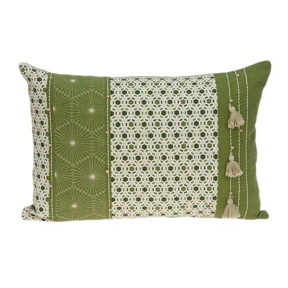 20" x 6" x 14" Tropical Green Pillow Cover With Down Insert