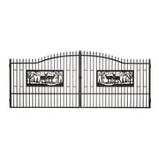 20 x 7 FT Double Swing Driveway Gate, Heavy-Duty Galvanized Steel with Powder-Coated Finish, Decorative Deer-Design Wrought Iron-Style Outdoor Gate for Driveways, Farms, Ranches & Yards, 3D Finial