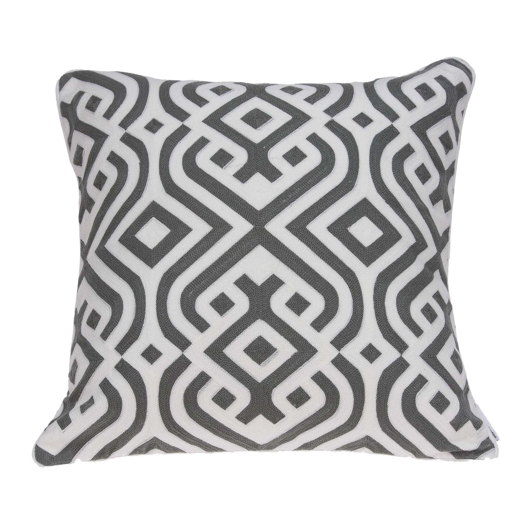 Gray and White Geometric Cotton Throw Pillow Set
