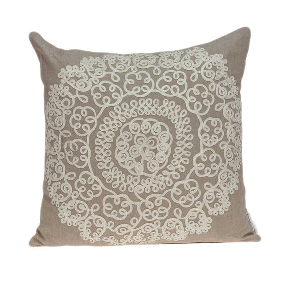 20" x 7" x 20" Traditional Tan Pillow Cover With Down Insert