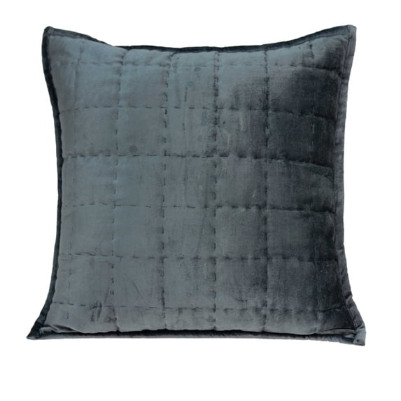 20" x 7" x 20" Transitional Charcoal Solid Quilted Pillow Cover With Poly Insert