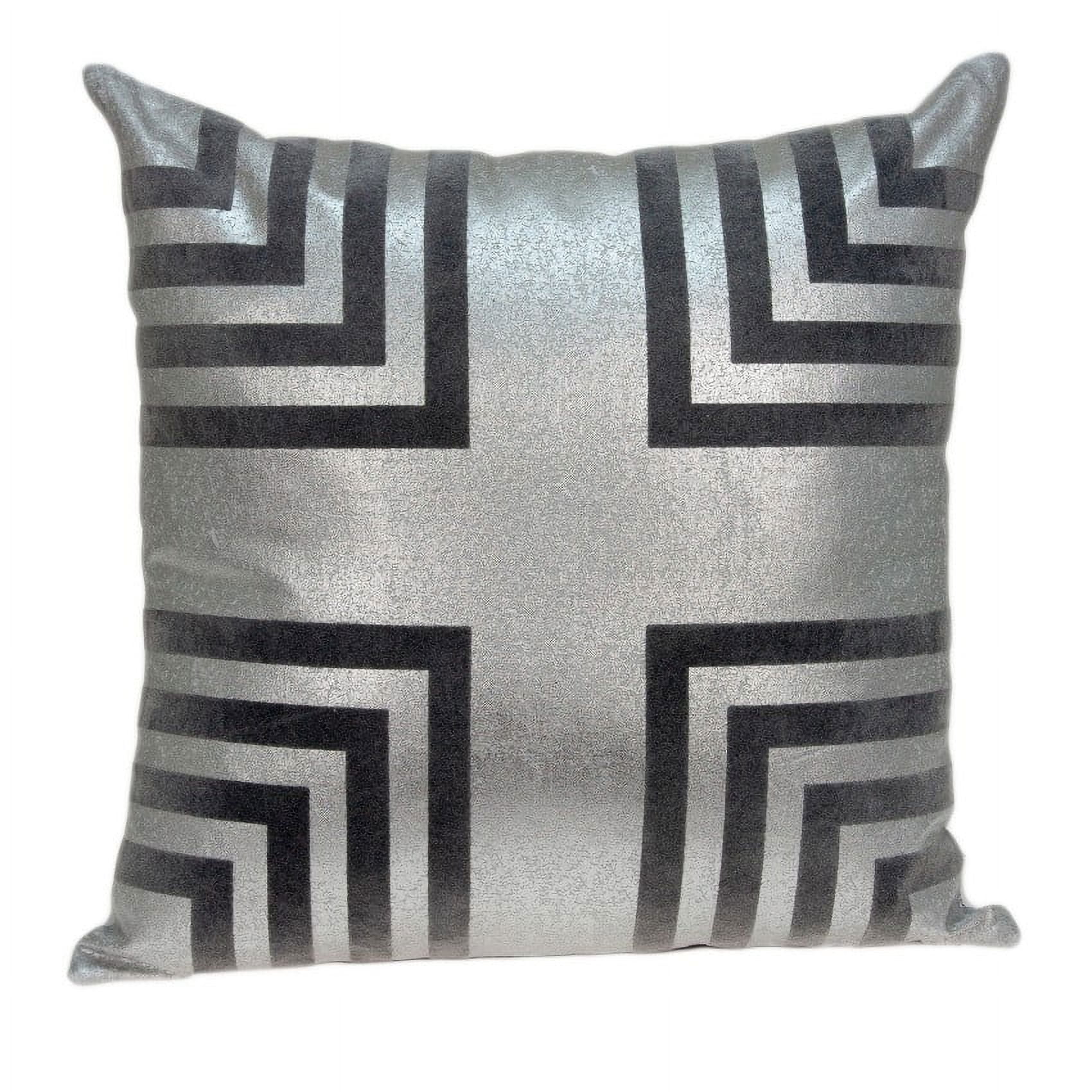20" Square Gray and Black Cotton Accent Pillow Cover with Poly Insert