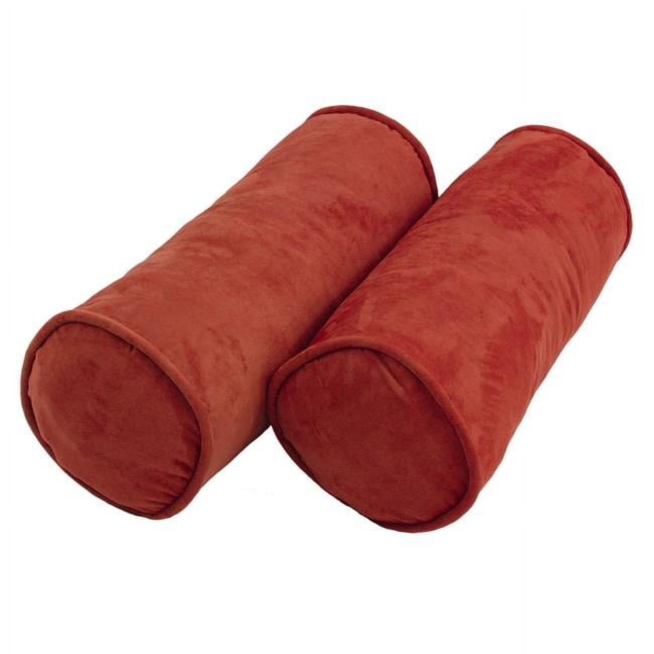 Cardinal Red Microsuede Bolster Pillow Set