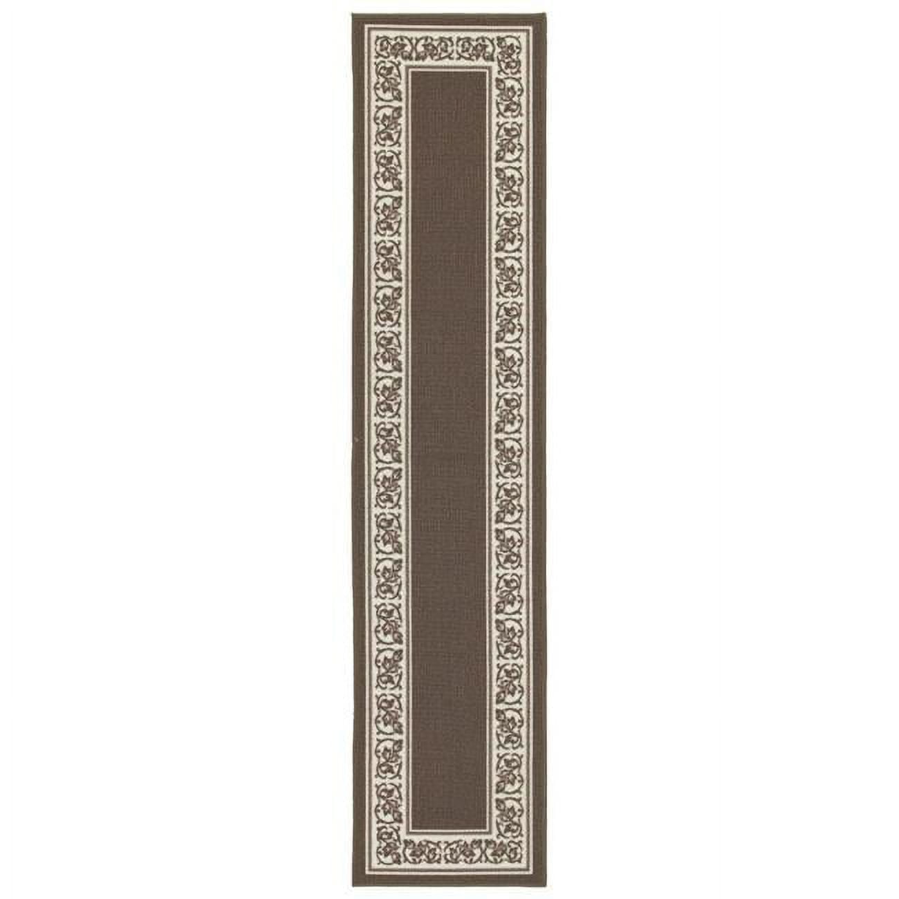 Rectangular Runner Rug 20 x 90 in. Floral Border Extra Long Rectangle Runner Rug - Sand ...
