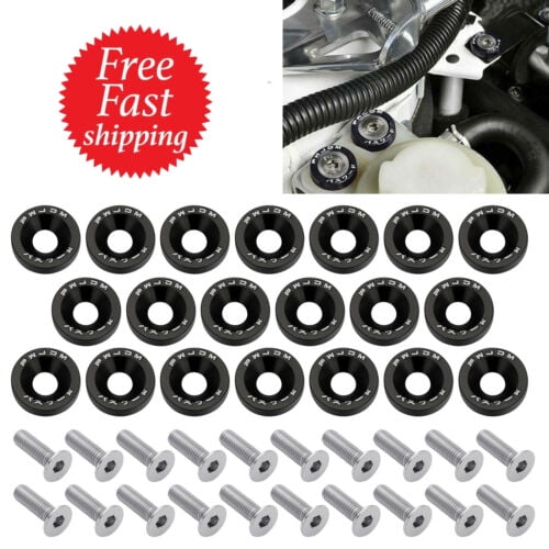 40 PC BLACK BILLET ALUMINUM FENDER/BUMPER WASHER/BOLT ENGINE BAY - Foto 8