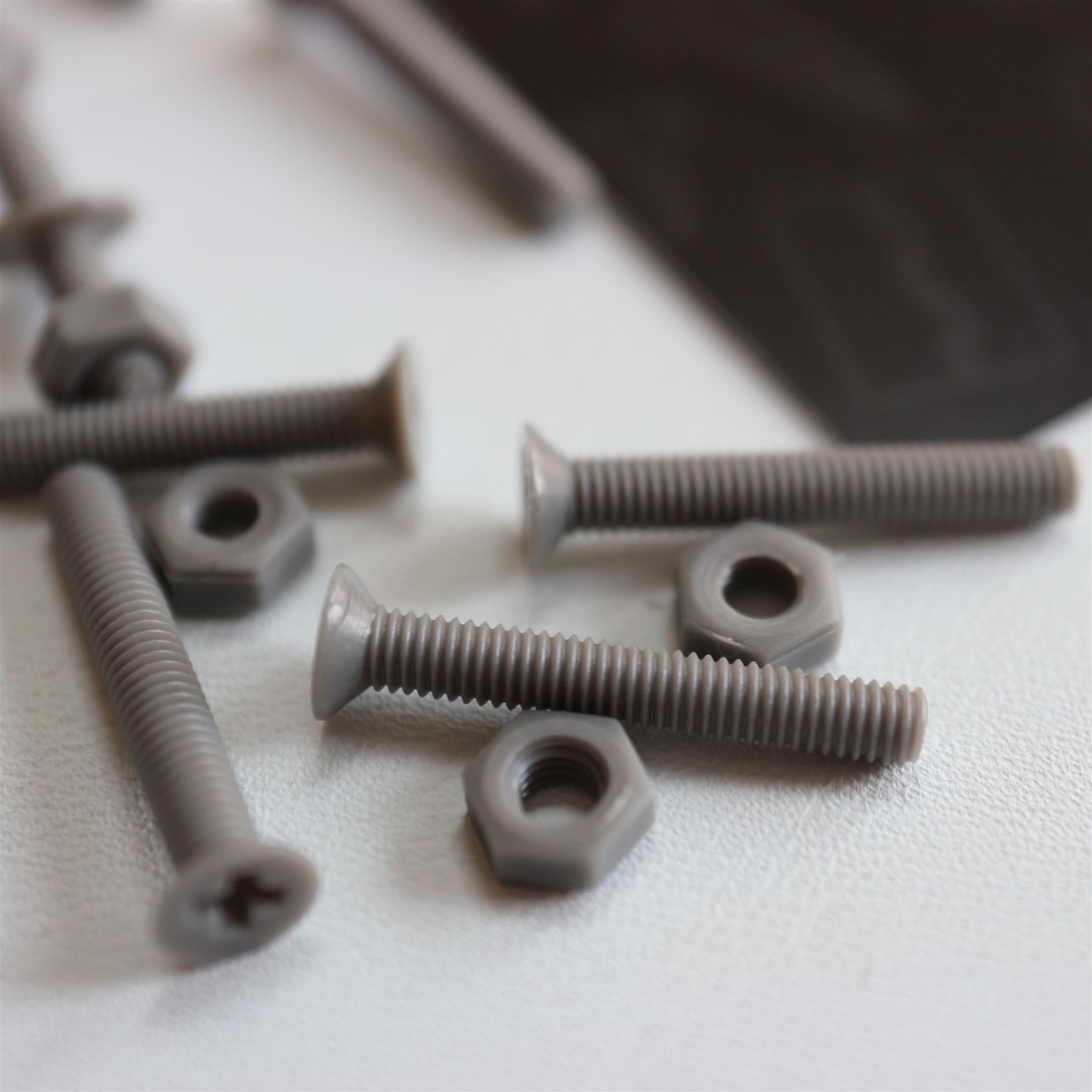 20 x Grey Countersunk Screws Polypropylene (PP) Plastic Nuts and Bolts, Washers, M3 x 20mm, Anti-Corrosion, Chemical Resistant, Gray, (3/32 x 25/32 in)