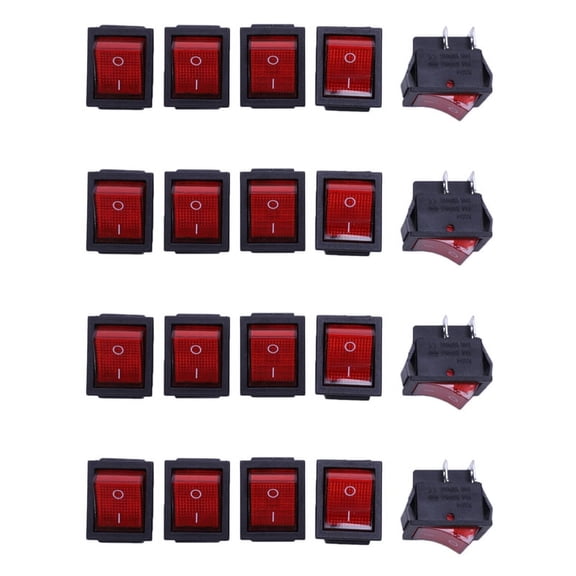 20 x Red Illuminated Light On/Off DPST Boat Rocker Switch 16A/250V 20A/125V AC