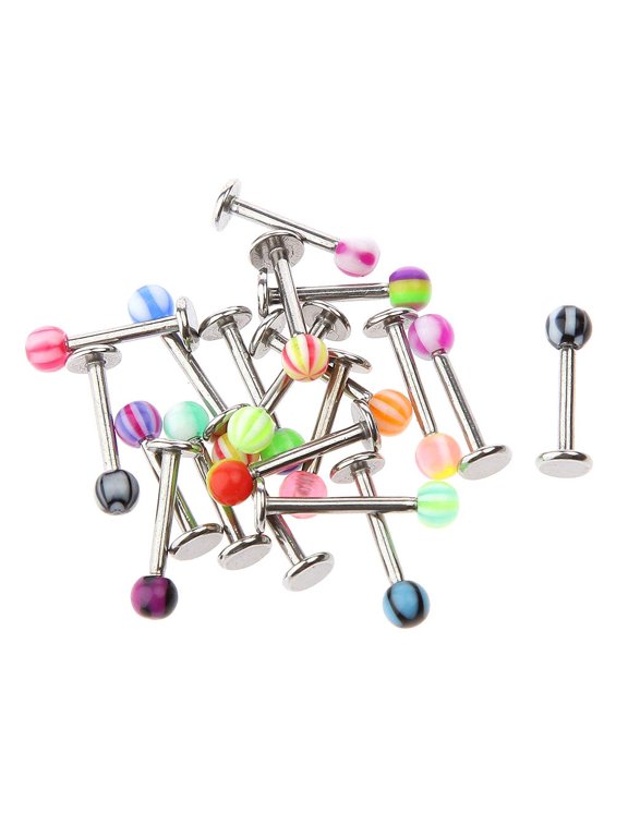 20 x Stainless Steel Lip Studs Rings Bars Labret Jewelry