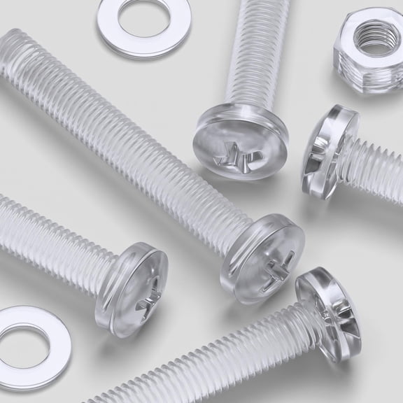 20 x Transparent Clear Plastic Acrylic M8 x 60mm Nuts & Bolts -Acrylic Plastic Screws, (15/64 x 2-23/64 in)