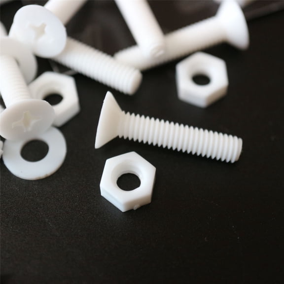 20 x White Countersunk Screws Polypropylene (PP) Plastic Nuts and Bolts, Washers, M4 x 20mm, Anti-Corrosion, Chemical Resistant, (5/32 x 25/32 in)