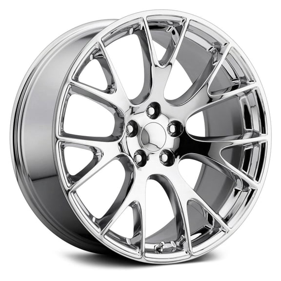 20"x10.5" for Dodge Hellcat Replica Wheels FR 70 Chrome (20" x 10.5", +25 Offset, 5x114.3 Bolt Pattern, 71.5mm Hub)