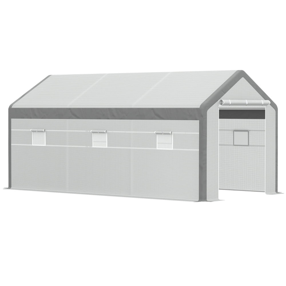 20'x10'x9' Walk-in Greenhouse with Roll Up Door With 6 Closeable Windows