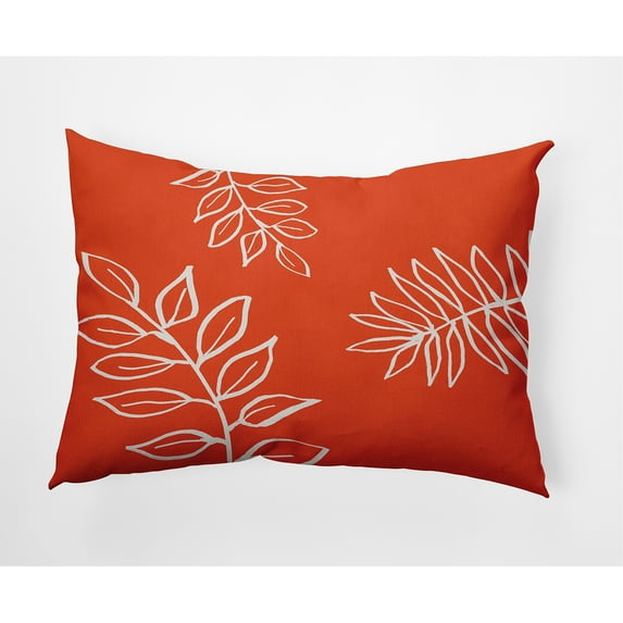20"x14" Simply Daisy Fern Leaves Poly Indoor/Outdoor Pillow, Orange Qty 1