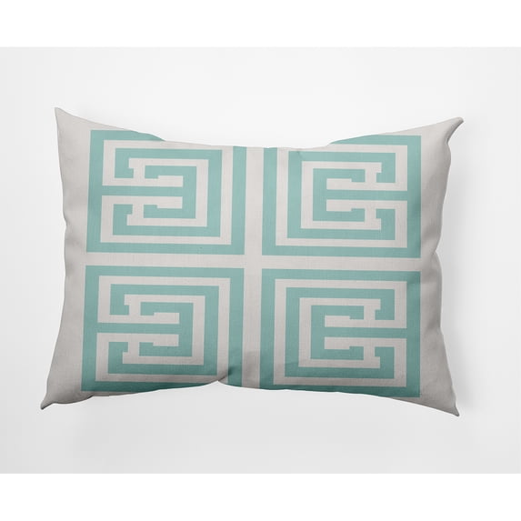 20"x14" Simply Daisy Greek Key Poly Accent Pillow, Blue Qty 1