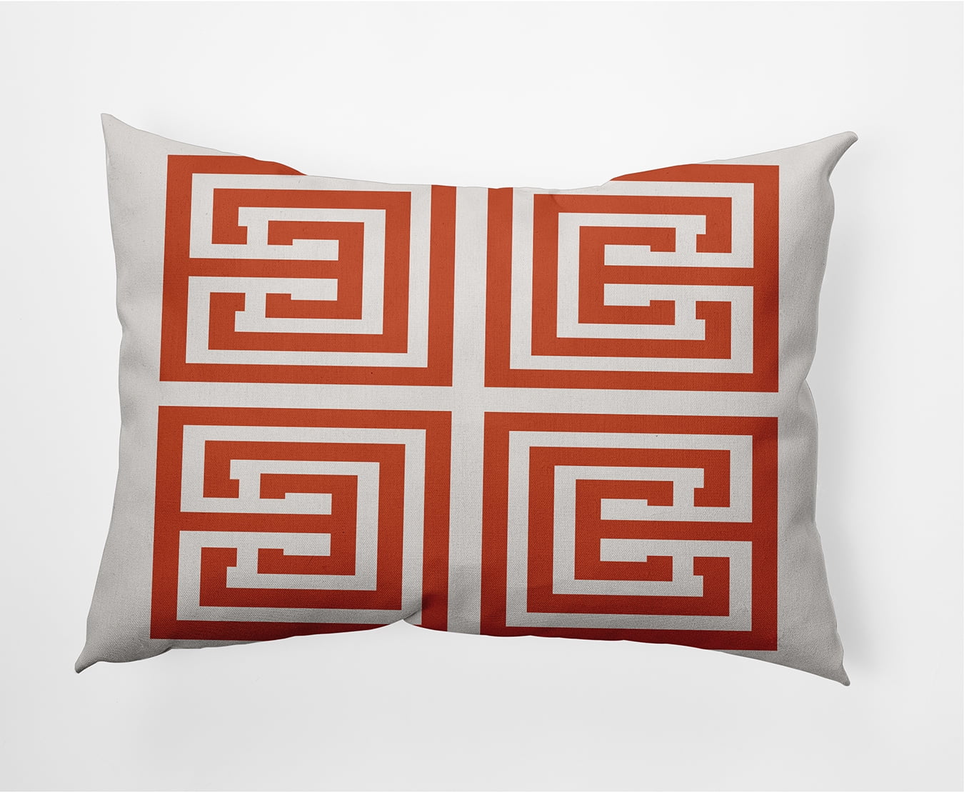 20"x14" Simply Daisy Greek Key Poly Accent Pillow, Orange Qty 1
