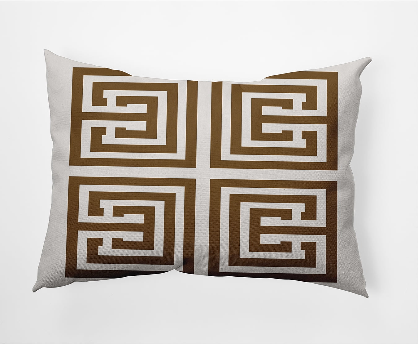 20"x14" Simply Daisy Greek Key Poly Indoor/Outdoor Pillow, Brown Qty 1