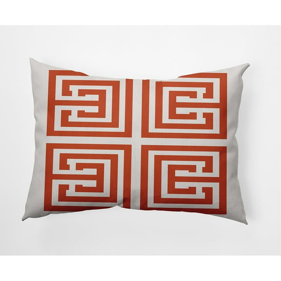 20"x14" Simply Daisy Greek Key Poly Indoor/Outdoor Pillow, Orange Qty 1