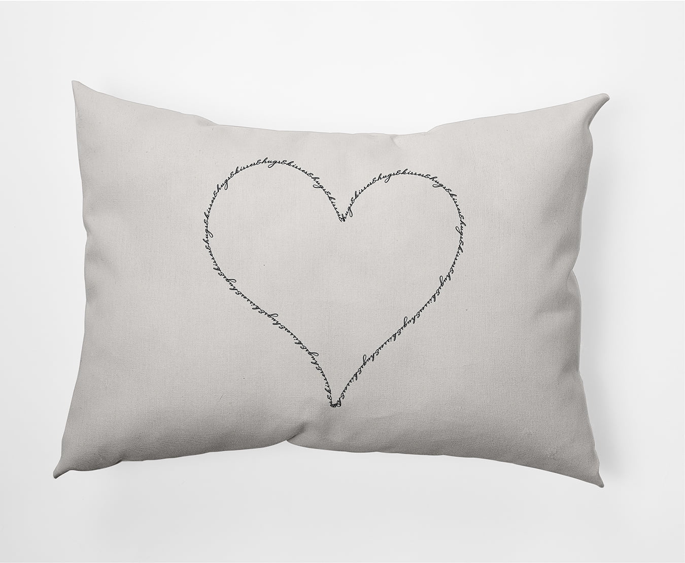 20"x14" Simply Daisy Hugs & Kisses Heart Poly Accent Pillow, Black-White Qty 1