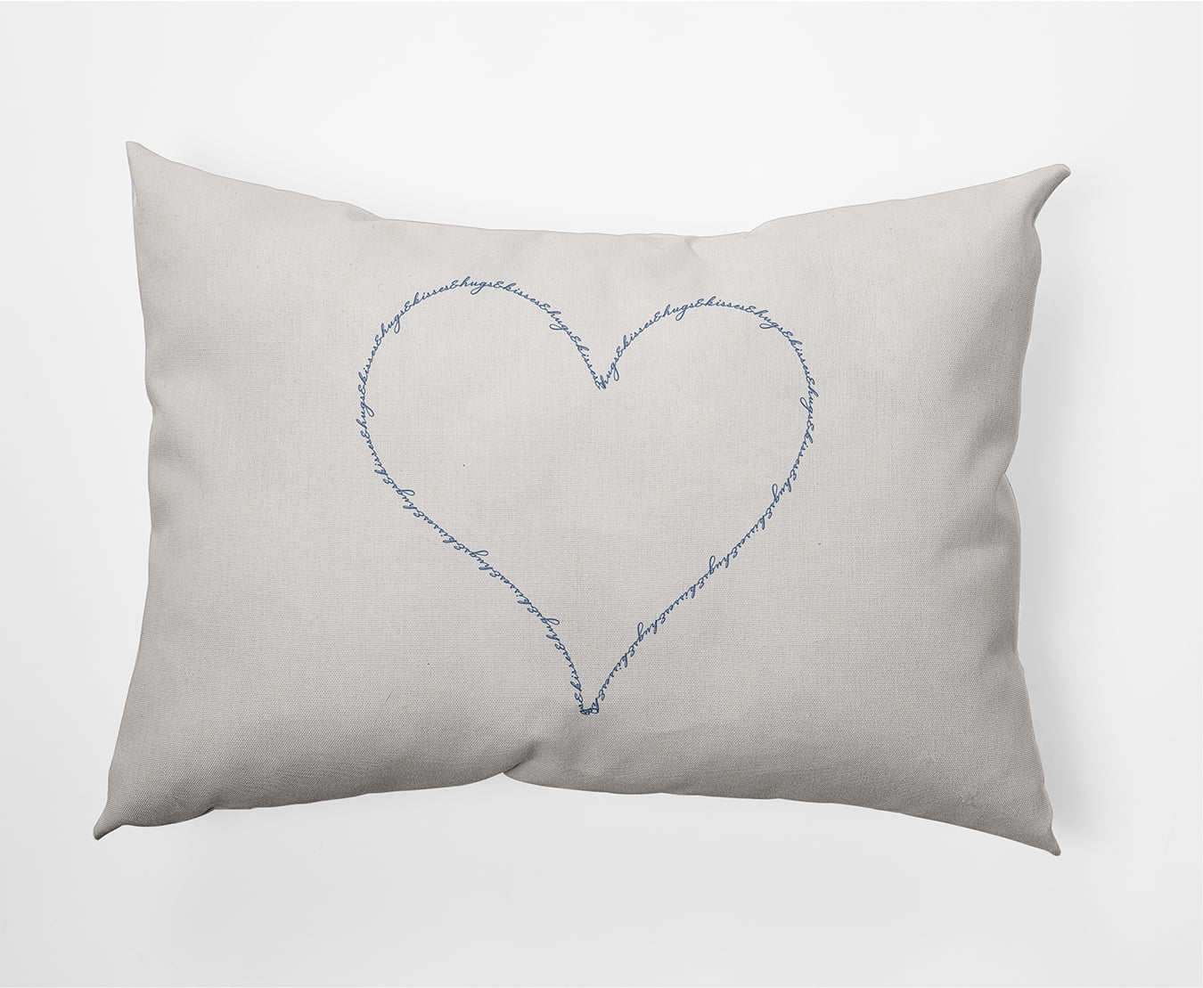 20"x14" Simply Daisy Hugs & Kisses Heart Poly Accent Pillow, Blue Qty 1