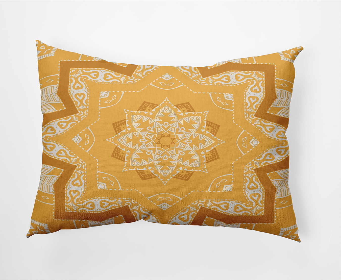 20"x14" Simply Daisy Shawl Poly Indoor/Outdoor Pillow, Egg Yolk Yellow Qty 1