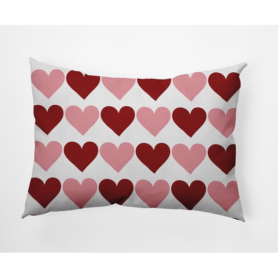 20"x14" Simply Daisy Valentines Alternating Hearts Poly Indoor/Outdoor Pillow, Red Qty 1