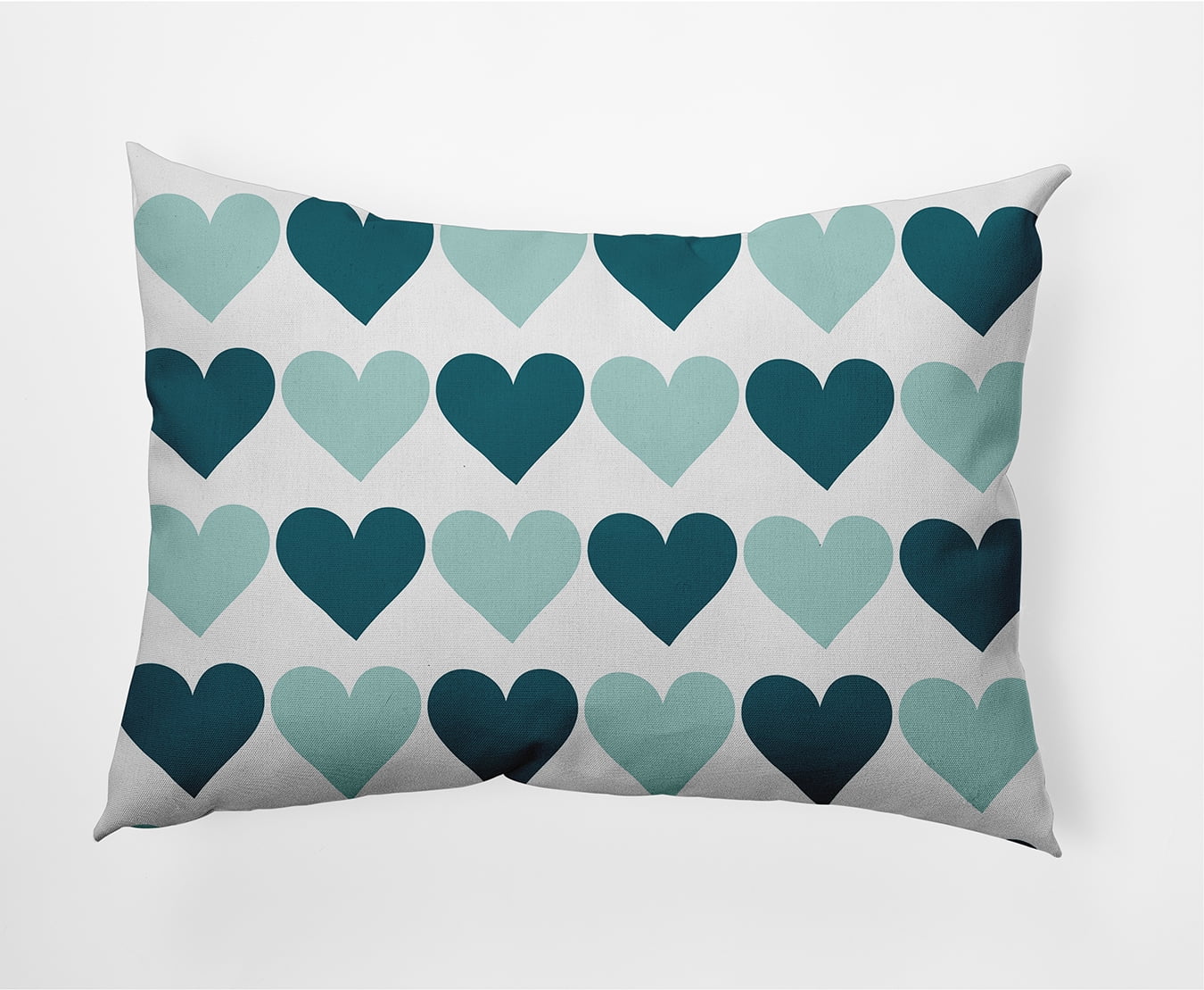 20"x14" Simply Daisy Valentines Alternating Hearts Poly Indoor/Outdoor Pillow, Teal Qty 1