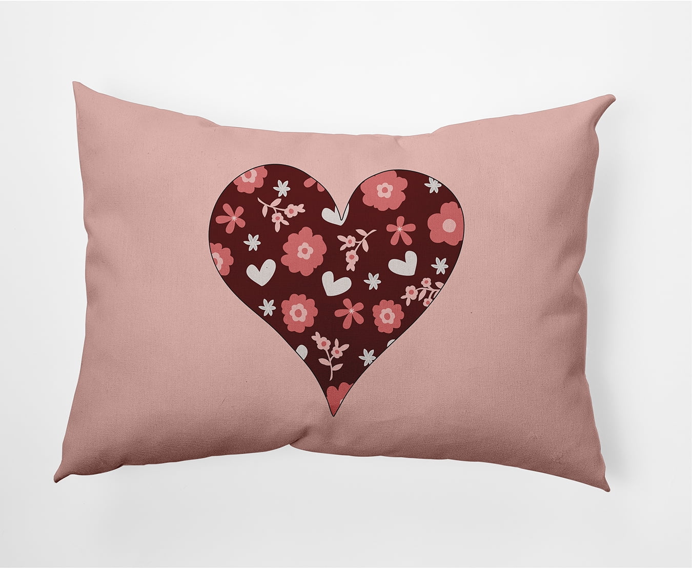 20"x14" Simply Daisy Valentines Flowery Love Hearts Poly Accent Pillow, Maroon Qty 1