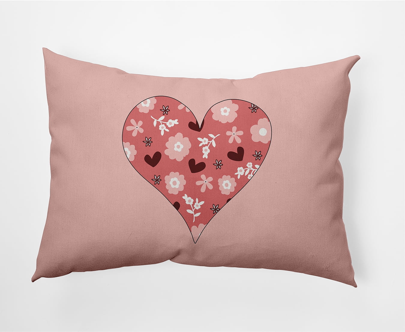 20"x14" Simply Daisy Valentines Flowery Love Hearts Poly Accent Pillow, Mauve Qty 1