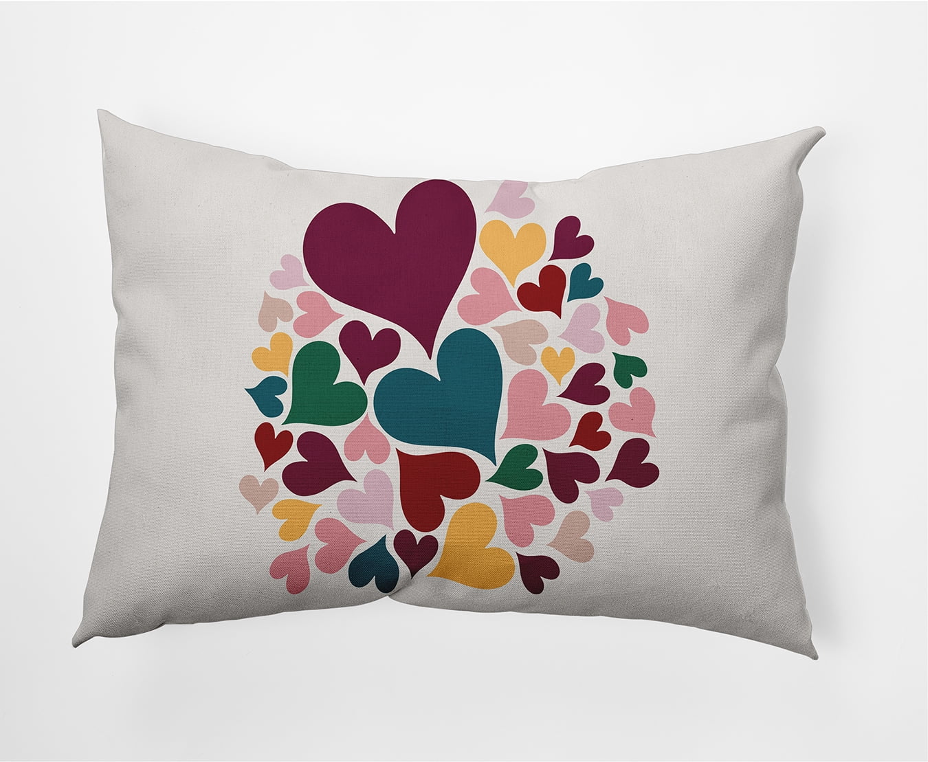 20"x14" Simply Daisy Valentines Hearts All Around Poly Indoor/Outdoor Pillow, Magenta Qty 1