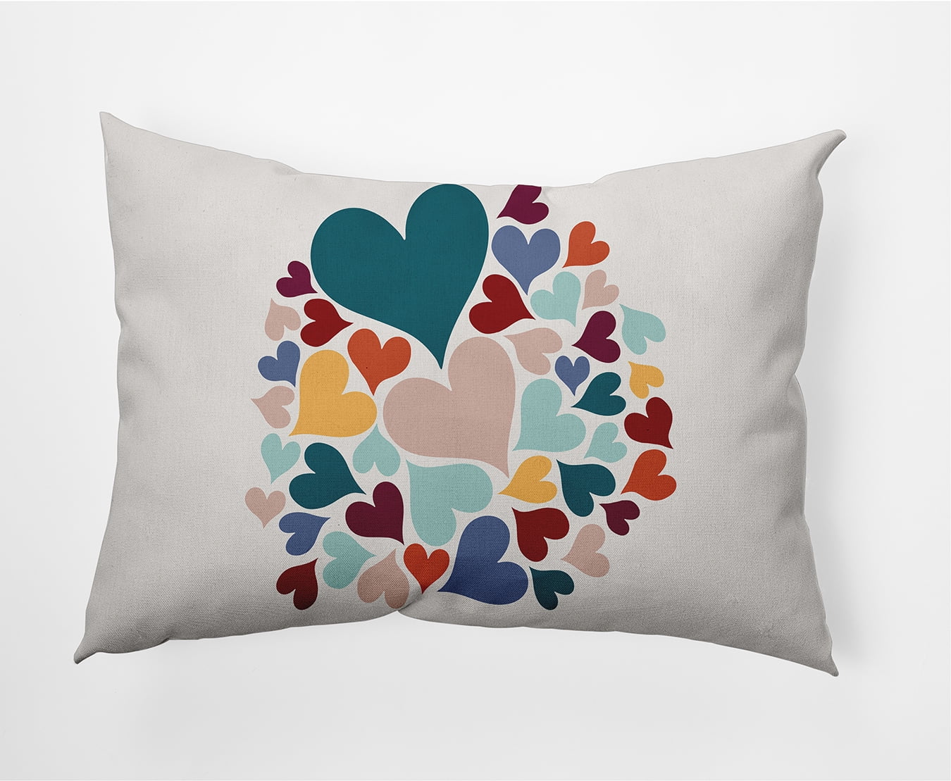20"x14" Simply Daisy Valentines Hearts All Around Poly Indoor/Outdoor Pillow, Teal Qty 1