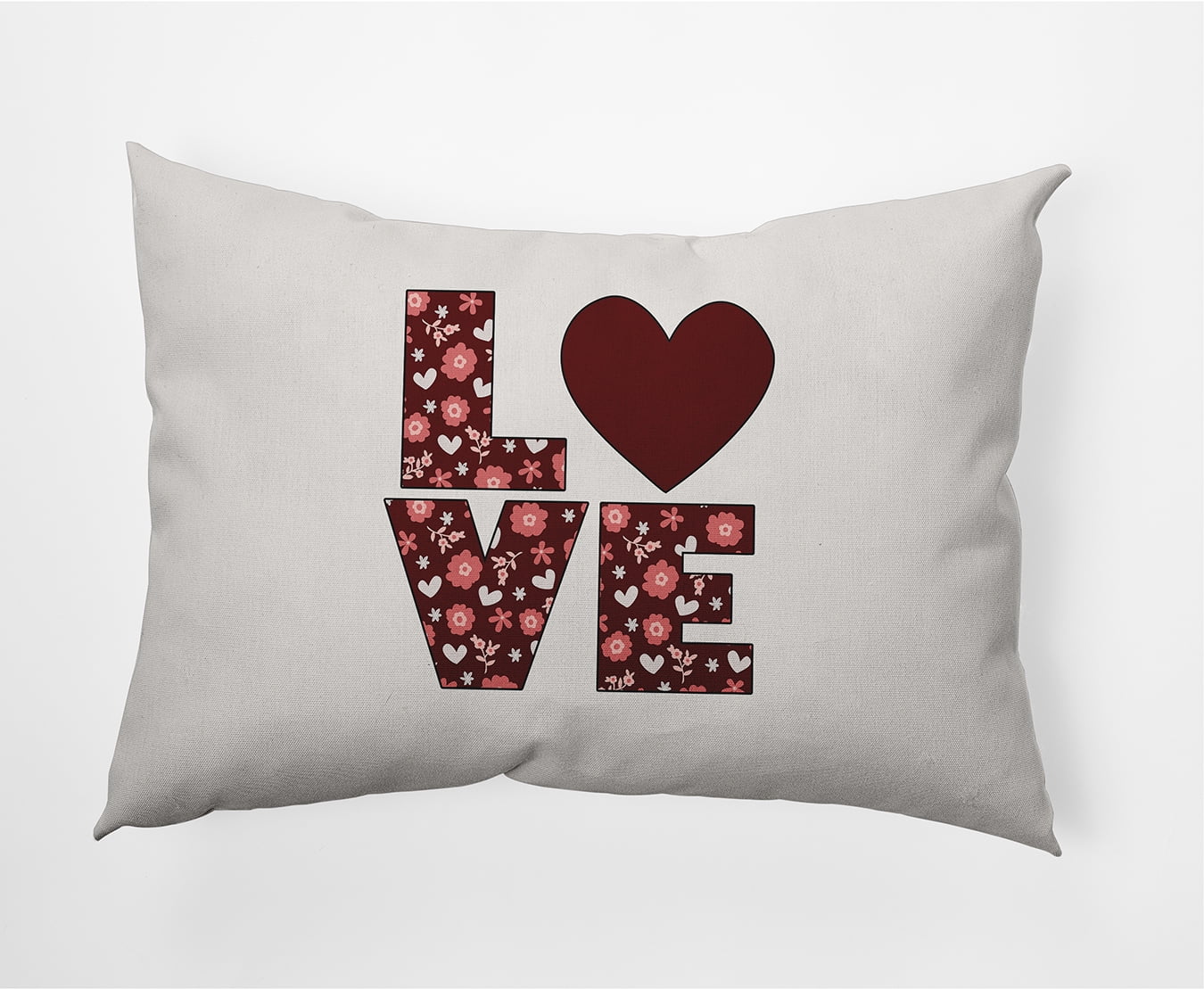 20"x14" Simply Daisy Valentines LOVE with Flowers Poly Accent Pillow, Maroon Qty 1